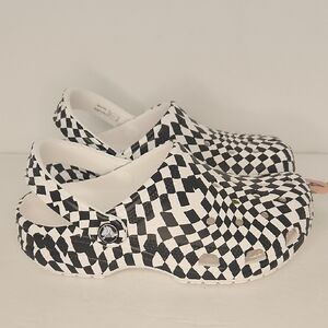 CROCS Checkered  - Black and White Slip On Shoes